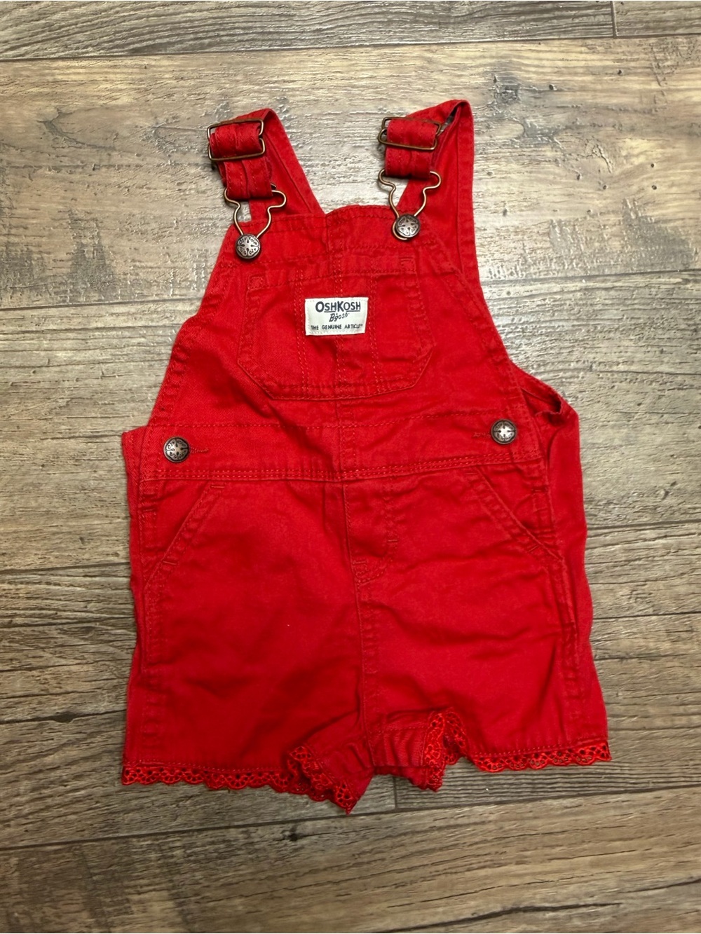 Oshkosh Bright Red Toddler Girls' Short Overalls